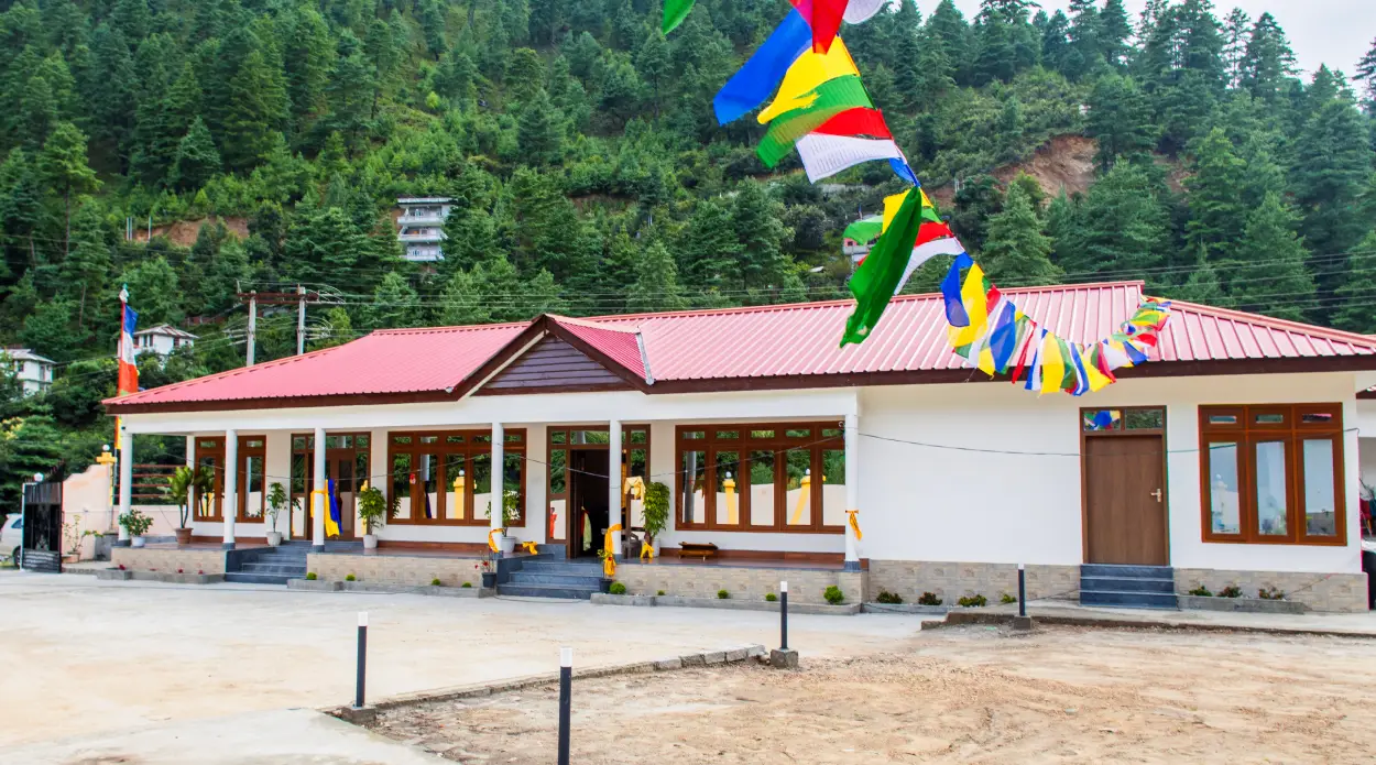 Rivero Resort front view with prayer flags