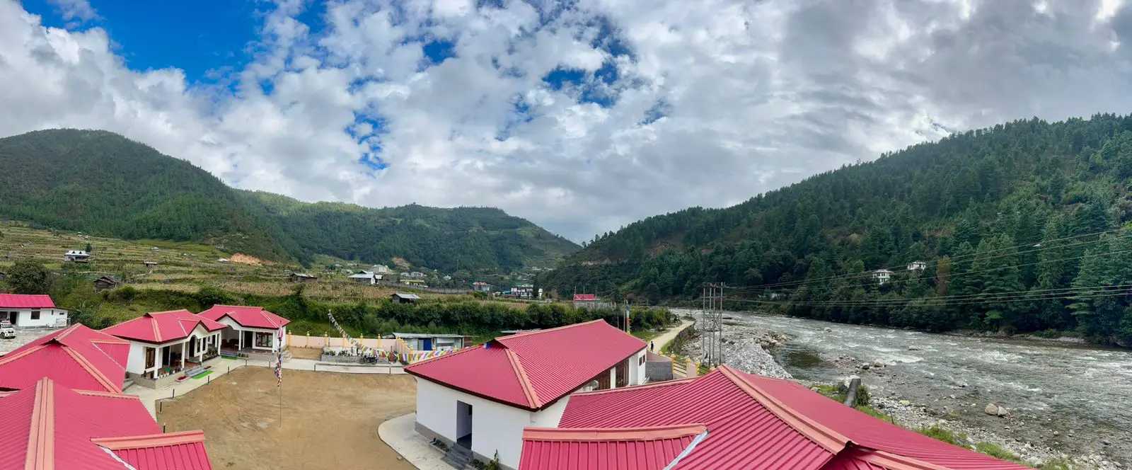 Panoramic riverside resort view